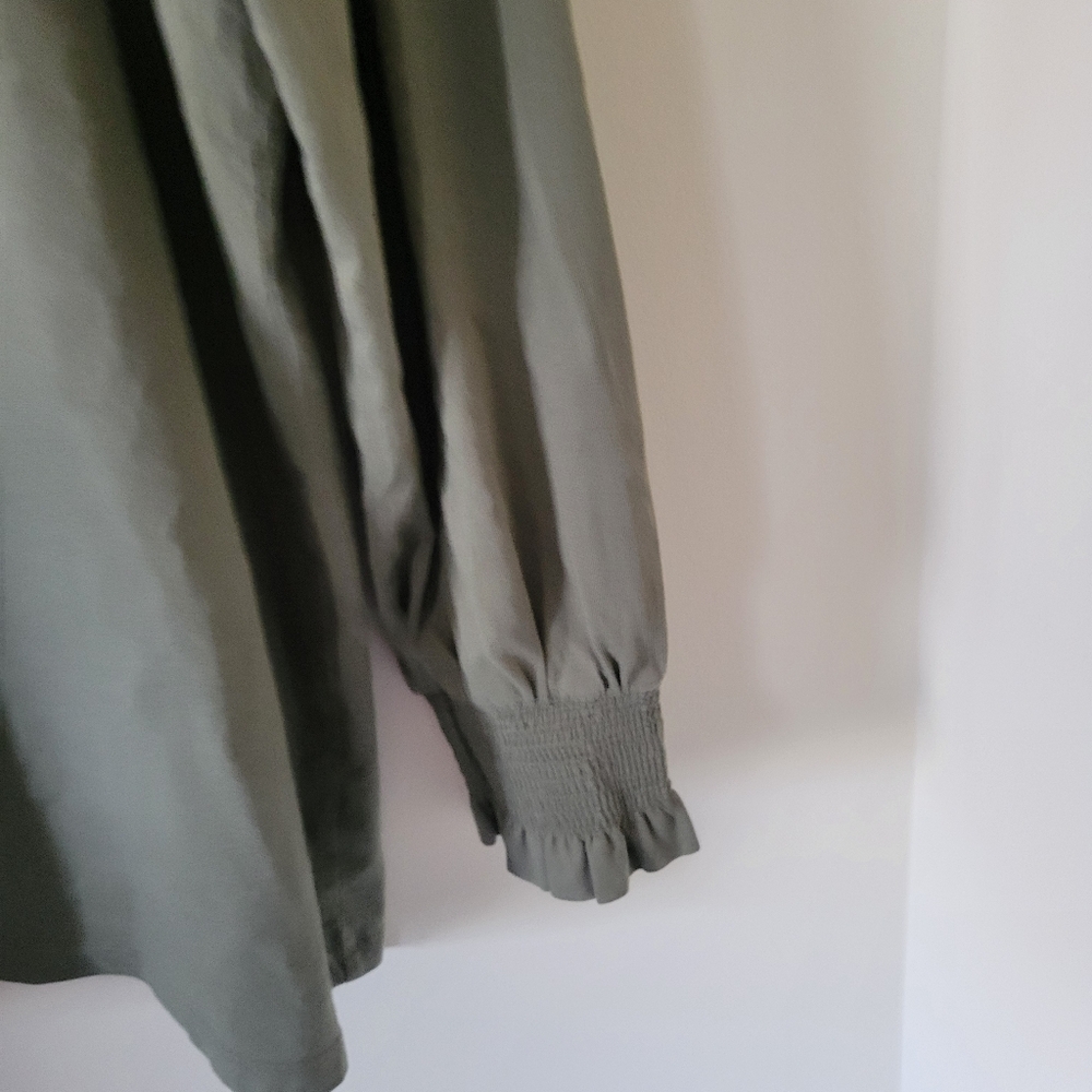 Talbots Olive Green Ruffled Blouse - Picture 5 of 9